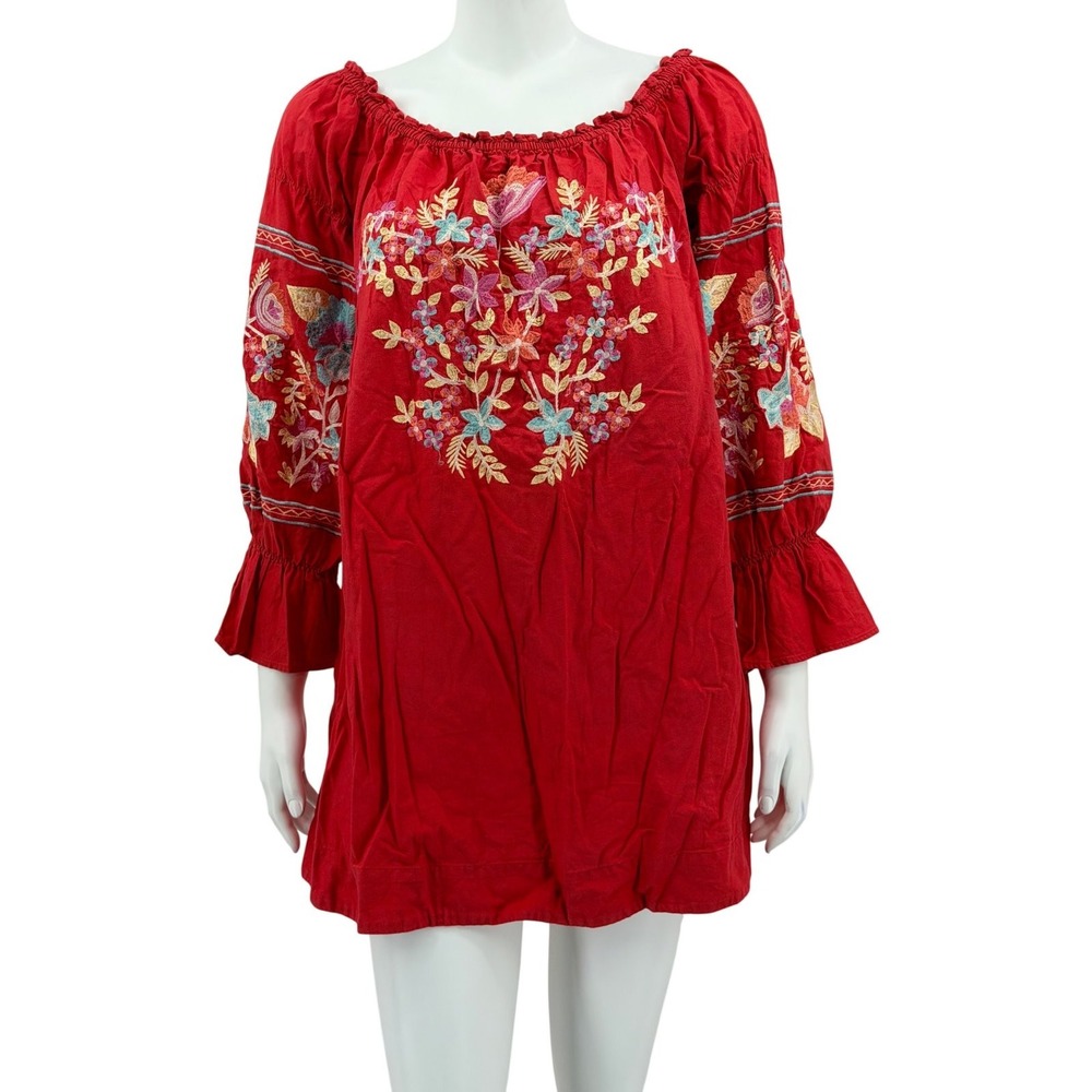 Free People Dress Women Small Red Floral Fleur Du Jour Mini Boho Hippie Festival